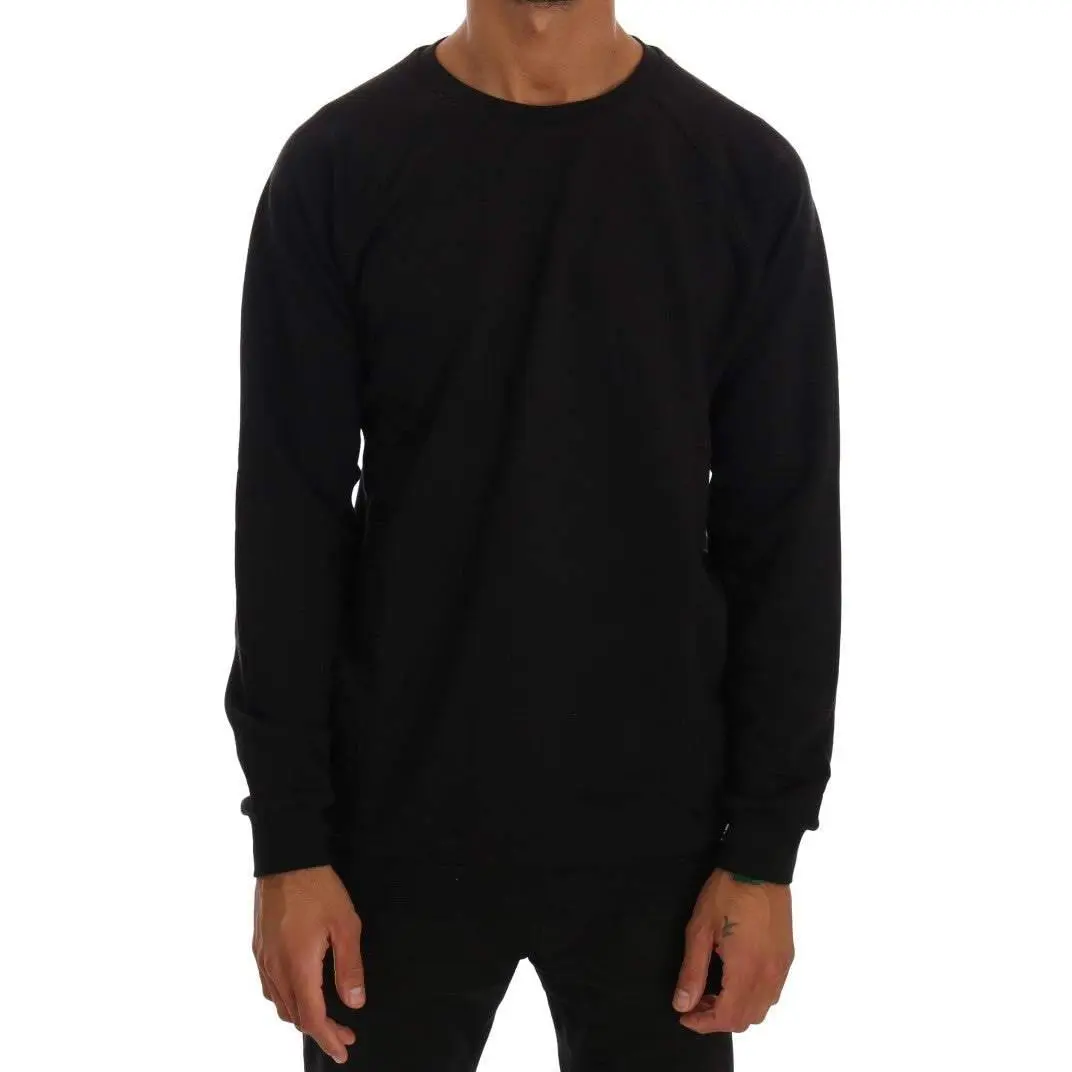 Daniele Alessandrini Black Crewneck Cotton Pullover Sweater