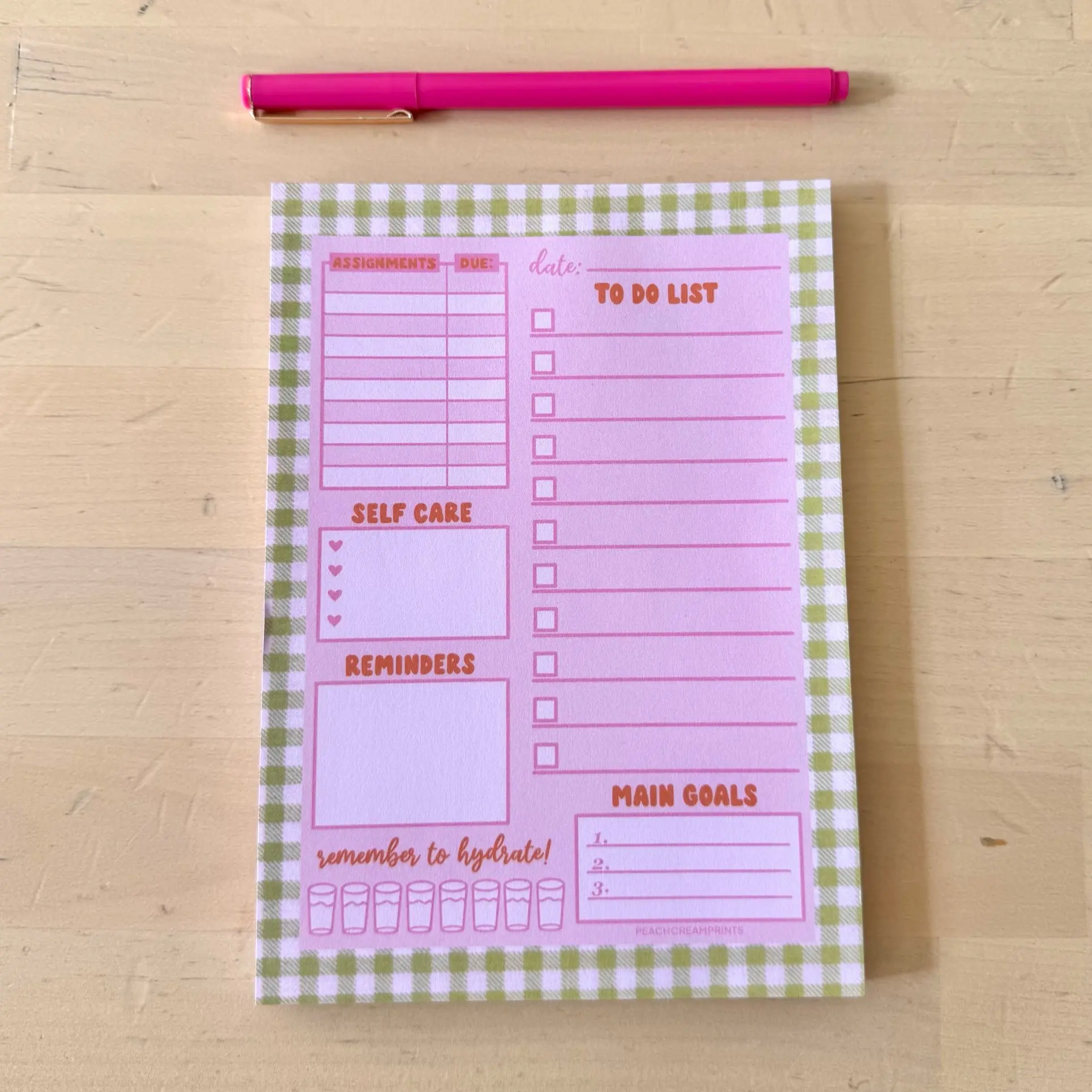 MINI STUDENT DAILY PLANNER NOTEPAD - peachcreamprints, school supplies, cute stationery, productive aesthetic planner