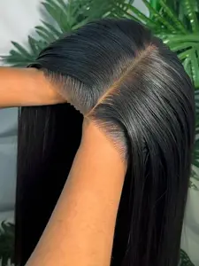 Straight Hair 5x5 Lace Front Wig, Human Hair Wig Pre-Bleached, Transparent Lace Wig, 180% Density No Glue Needed for Women, Brazilian Virgin Hair