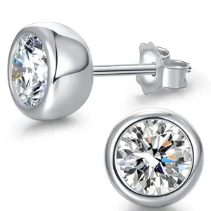 Hypoallergenic 925 Sterling Silver Needle Earring, for Women & Men, Style Classic Cubic Zirconia, Luxury Jewelry Gift For Women,3mm to 5mm Stone