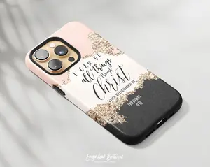Philippians 413 KJV Bible Verse Phone Case I Can Do All Things Through Christ Which Strengtheneth Me iPhone Case Christian Phone Cases Phone Cover Hard Case Tough 2-piece Phone Case
