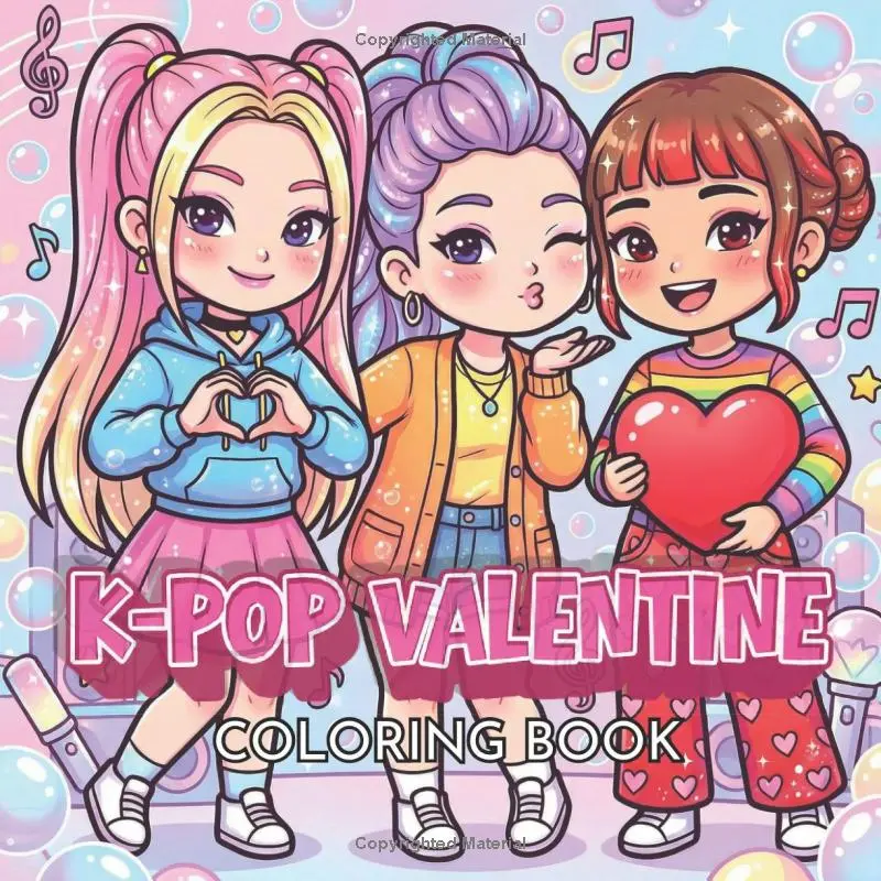 K-Pop Valentine Coloring Book: Cute Chibi Idol Girls & Boys