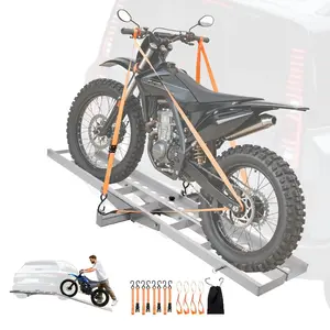 VEVOR Motorcycle Carrier, 400 lbs Capacity, Heavy Duty Aluminum Hitch Mount Rack with 73in Loading Ramp, Straps Stabilizer, Scooter Dirt Bike Trailer Hauler for Car Truck with 2-Inch Hitch Receiver