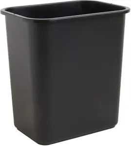 United Solutions 7 Gallon / 28 Quart Efficient Trash Wastebasket, Fits Under Desk, Small, Narrow Spaces in Commercial, Kitchen, Home Office, Dorm, Easy to Clean, Black (Pack of 1)