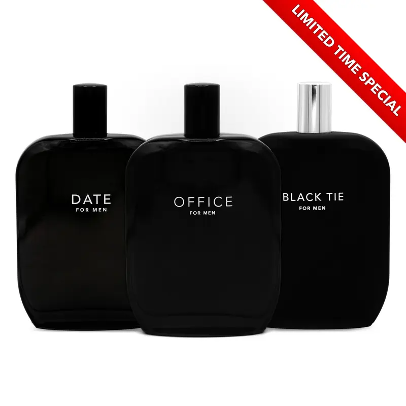 Fragrance One Power Bundle: DATE & OFFICE & BLACK TIE - Fragrance Bundle for Men by Jeremy Fragrance (3 x 3.4oz / 100ml)