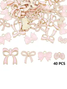 Romantic Enamel Flat Bow Design Pendants, Butterfly Knots, Butterfly Charms, 4 Sets of 40 Pieces, Ideal for Jewelry Making Earrings Necklaces Bracelets
