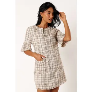 Calloway Mini Dress - Cream Tweed