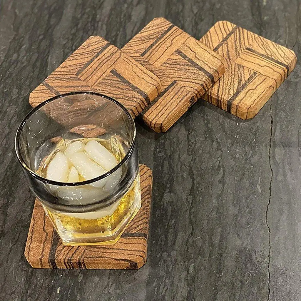 Wenge and Tiger Wood Coasters End Grain