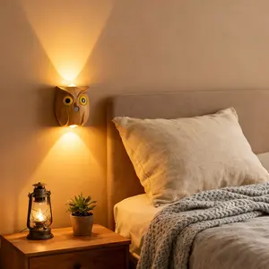 Owl Cute LED Night Light, Battery Operated Wall Sconce, Motion Sensor Wall Lamp 1200mAh Rechargeable Wall Lights Magnetic Stair Lights Indoor Wireless Wall Sconces Bedroom Bedside Lamp for Hallway Stairs Home Decor