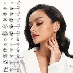 12 Pairs Stainless Steel Silvery Ear Studs Set Perfect for Men Women,Stainless Steel Stud Earrings for Women Men,Silvery Earrings Sets for Women,Multipack Earrings Studs,Halloween