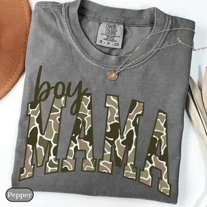 Comfort Colors Boy Mama Camo T-Shirt, Trendy Mom Shirt, Camouflage Mama Tee, Boy Mom Gift, Casual Motherhood Graphic Tee