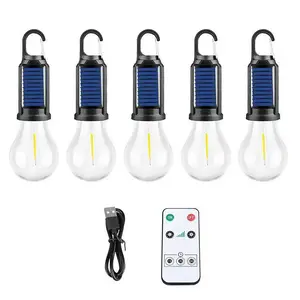 5Pcs Solar Powered Hanging LED Light Bulb Outdoor Waterproof Tent Camping Lights
