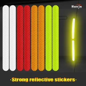 New 2026 8pcs 4color Car Reflective Sticker Safety Warning Sticker for Car Bumper Helmet Reflector Hazard Tape Car Styling Luminous Film car decor accessories