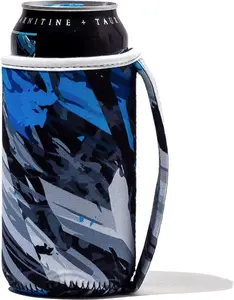 GoCuff Tall Can Covers Reusable Bottle Insulator with Handle Neoprene Can with Insulated Sleeves For Soda, Energy drink, Beer, other Tall 16 oz Can Beverages (Grunge Blue, Tall 16oz)