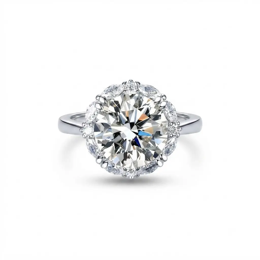 [EVA Jewelry] Dasiy Flower 5CT 925 Sterling Silver Synthetic Moissanite Ring