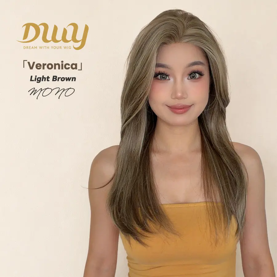 Veronica -DWY Mono Lace Front Free Part Mid-Length Straight Rooted Platinum Blonde Glueless Synthetic Wig for Women 20 Inches Balayage Highlight Wig,summerhairstyles