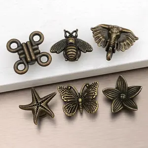 4pcs Vintage Butterfly Pull Handles Zinc Alloy French Style Dresser Door Knobs Drawer Pulls European Wardrobe Hardware