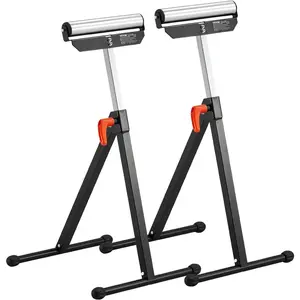Spring new arrivals 2-Pack Roller Stands, 135 lb Load Capacity, 26.8-42.5'' Adjustable Height, Folding Heavy Duty Design with 11.5 in Polished Steel Roller Head, for Table Saw Outfeed Woodworking Extension Support