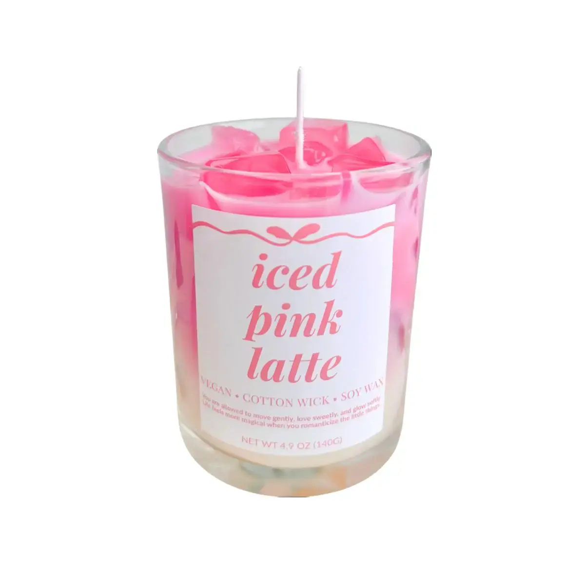 ICED PINK LATTE CANDLE - Hand Poured Coffee Scented Candle, Soy Wax Cotton Wick