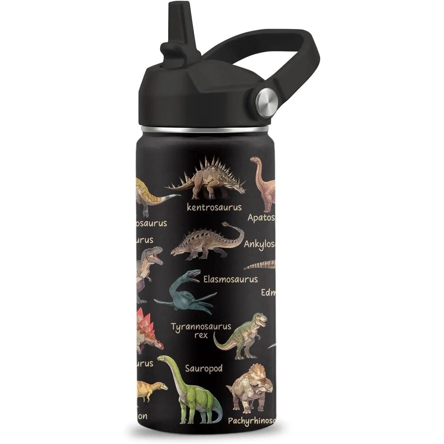 Dinosaur Water Bottle, Dinosaur Gifts, 16 oz Water Bottle with Straw Lid | Stainless Steel Insulated Water Bottle for Travel Outdoor, Dinosaur Cup for Dinosaur Lovers