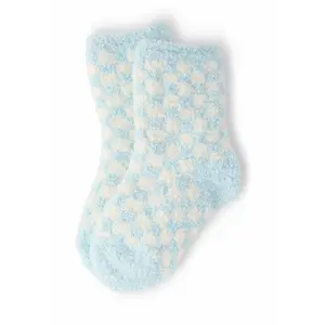 Light Blue Checker Cozy Socks
