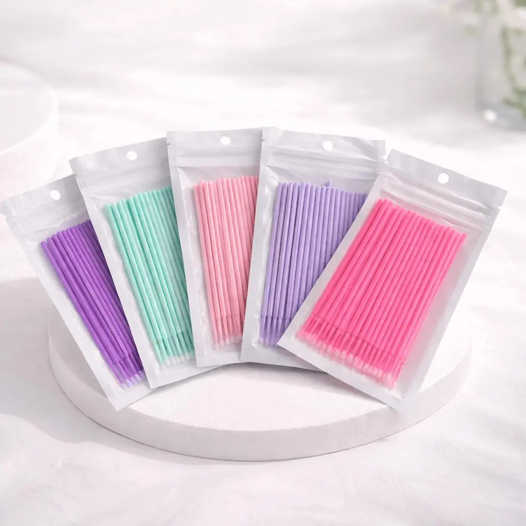 70pcs Multi-Pack Assorted Micro Brushes - High-Quality Fine-Tip Soft Bristle Applicators for Car Touch-Ups, Nail Art (Pink, Purple)