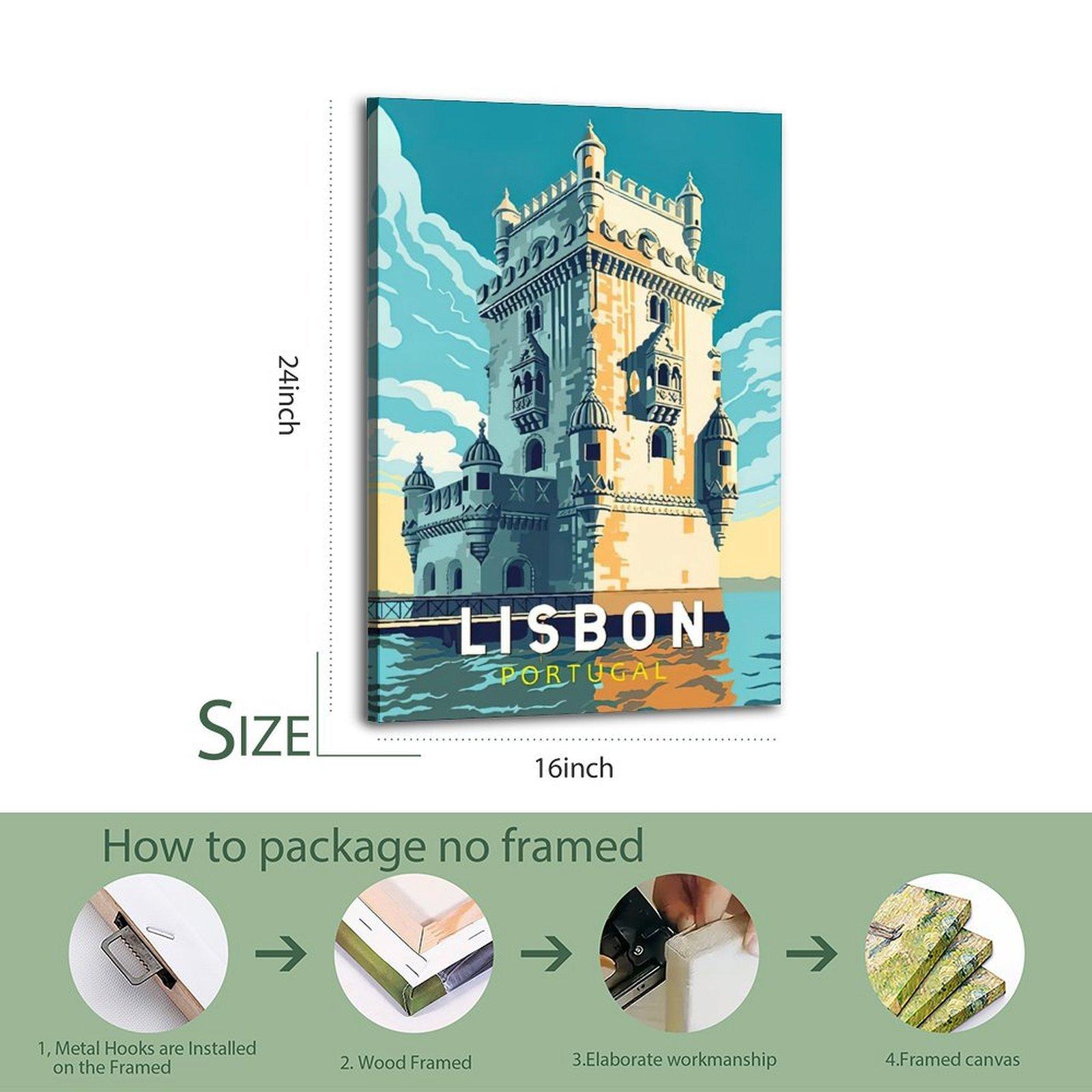 Vintage Lisbon Portugal Travel Poster Decorative Painting Canvas Wall Art Picture Print Modern Family Bedroom Decor