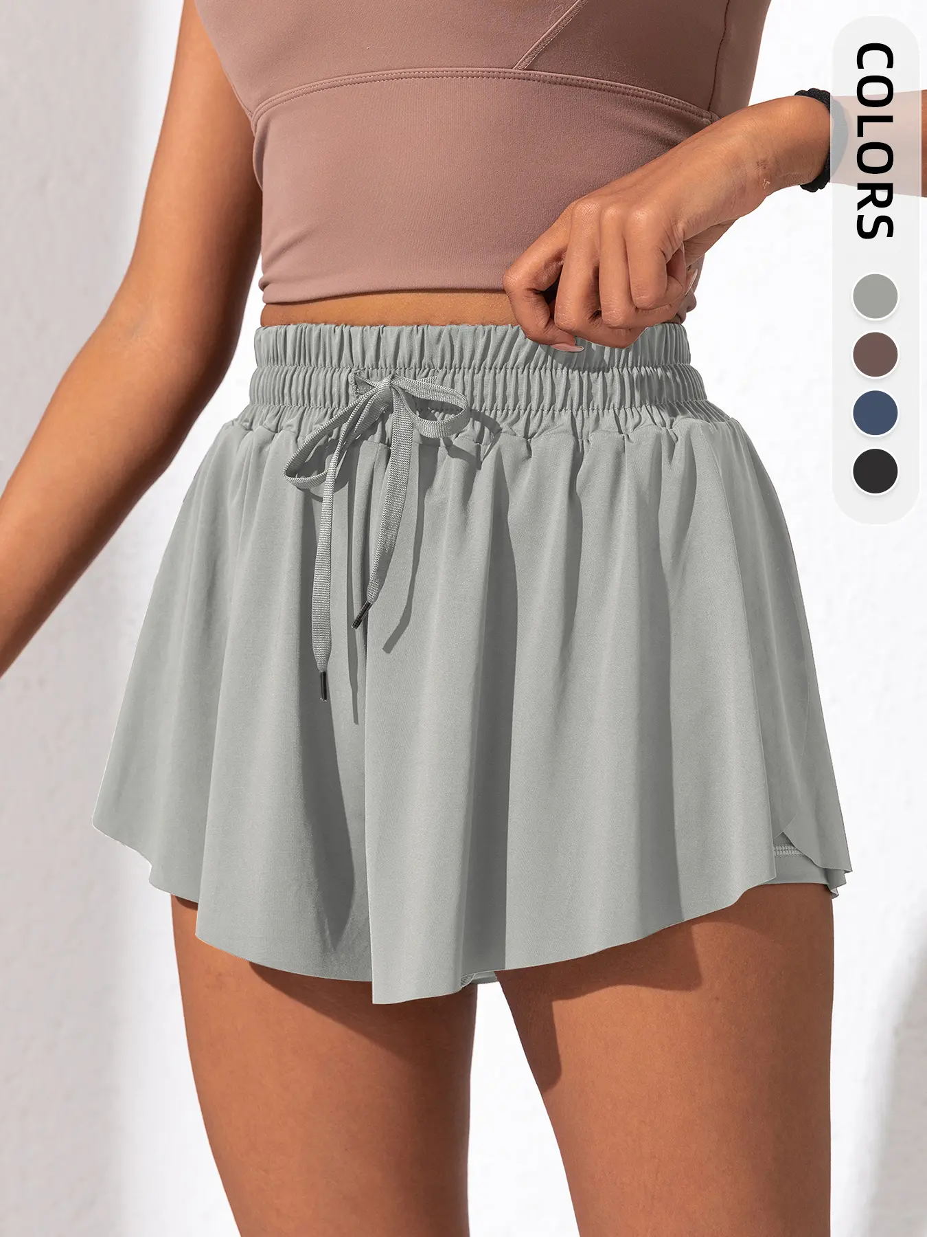 Women's Summer Breathable Loose Gym Shorts, Two-in-One Tiered Layer Design, Anti-Exposure Quick-Dry Athletic Shorts for Tennis, Running, Fitness and Yoga, Breathable Athletic Bottoms