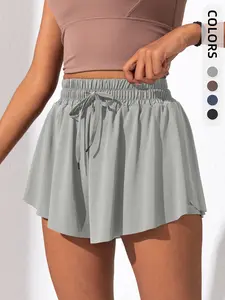 Women's Summer Breathable Loose Gym Shorts, Athletic Shorts, Stretch Shorts, Two-In-One Design, Anti-Exposure Tennis Running Fitness Yoga Quick-Dry Pants, Tiered Layer Shorts