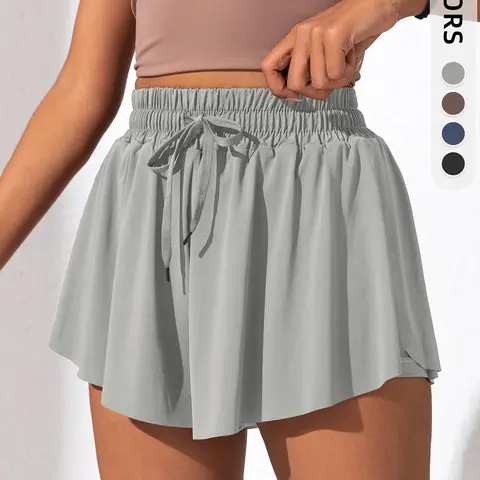 Women's Summer Breathable Loose Gym Shorts, Two-In-One Design, Anti-Exposure Tennis Running Fitness Yoga Quick-Dry Pants Workout Clothes Women