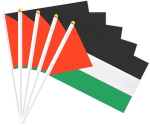 5 Pack Small Mini Palestine Flags On Stick DIY Palestinian Hand Waving Flags Banners Pennant Decoration for School Office Game Parade Sport Events, Festival Birthday Party Handheld Flags