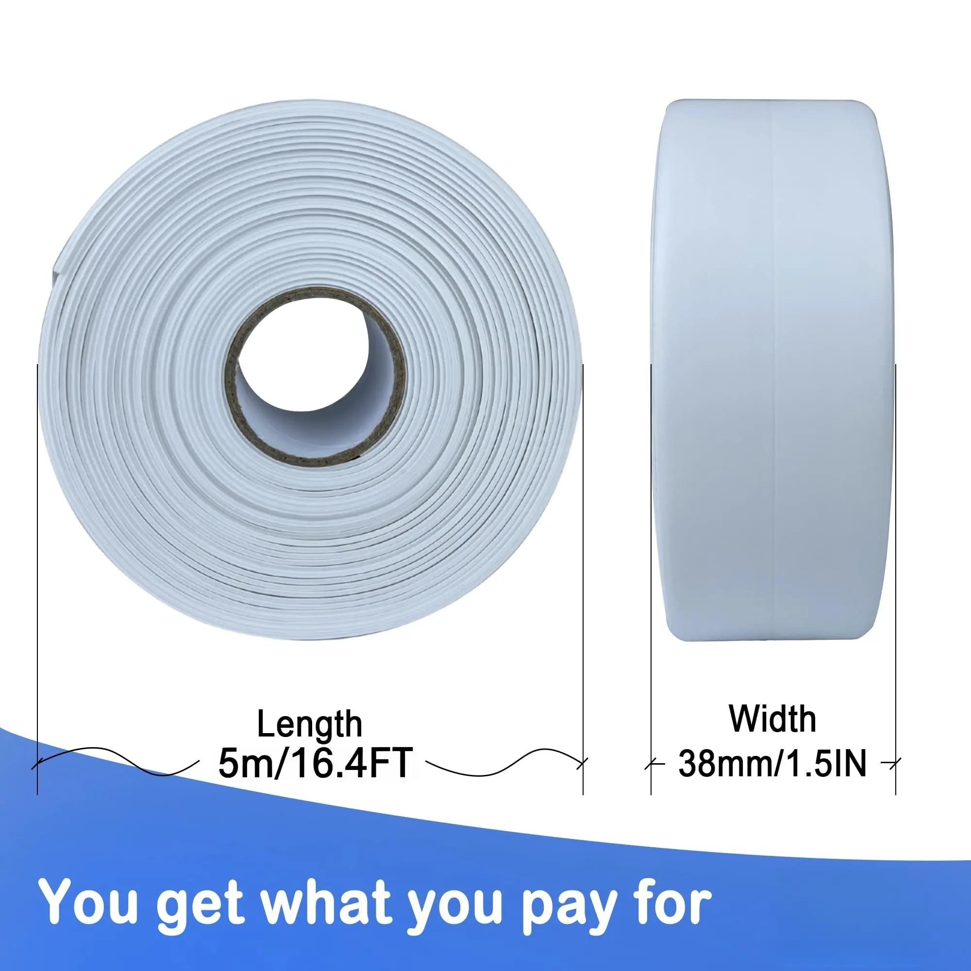 16.4FT*1.5IN White Waterproof Caulk Tape- Industrial Strength ,  Self-Adhesive Sealing Tape for Bathroom Kitchen Sink Toilet Tub Edges Easy Application & Durability Waterproof Mold-Proof