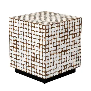 Mila Square Recycled Coconut Shell Accent Table