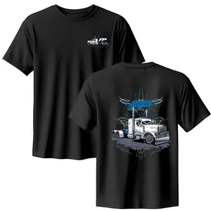 Semi Truck T-Shirt, Fitzgerald Performance Blue Chrome Semi Truck Graphic T-Shirt, Big Rig Truck Enthusiast T-Shirt, Gift for Truck Drivers