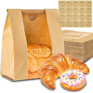 30 Self-Made Sourdough Bread Bags with Window, Paper Bread Packaging for Round Loaves & Slice Wraps (13.7x8.2x3.5 Inches) Durable Baking Tool