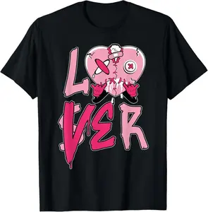Cotton(pure) Pink Loser Lover Pink Drip Heart Matching Tee For Men Women T-Shirt