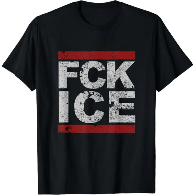 Men's Streetwear Graphic Print Tops, "F*ck Ice" Photorealistic Tshirt, 100% Cotton Distressed Shortsleeve Garment