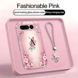 Suitable for [Google Pixel 7 Pro] high-end women's phone case🤩，a beautiful four-leaf clover lanyard is included🍀，a free four-leaf clover lanyard is included, with 26 letters of the alphabet to choose from and  exquisite Rose flower patterns 952