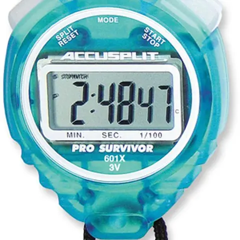 212 MAIN Accusplit A601XAQ Pro Survivor Rugged Polycarbonate Stopwatch - Translucent Aqua Case, No Fail Switches, 1.5 Year Battery Life, 5 Years Durability, Lanyard, Split & Release, Large Display, Date Function, Outdoor Sports Coaches' Gear