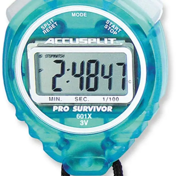 212 MAIN Accusplit A601XAQ Pro Survivor Rugged Polycarbonate Stopwatch - Translucent Aqua Case, No Fail Switches, 1.5 Year Battery Life, 5 Years Durability, Lanyard, Split & Release, Large Display, Date Function, Outdoor Sports Coaches' Gear