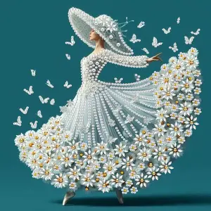 5D Diamond Arts Colorful Painting Kit, 1 Set Butterfly & Dancer Pattern DIY Diamond Arts Colorful Painting without Frame, Handmade Art Craft for Home Decor, Handicraft