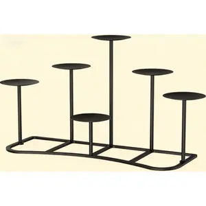 Adjustable Height Candelabra Stand Rustic Black Finish Flameless Candle Holder Fireplace Mantle Decor Reusable Home Desk or Floor Decoration