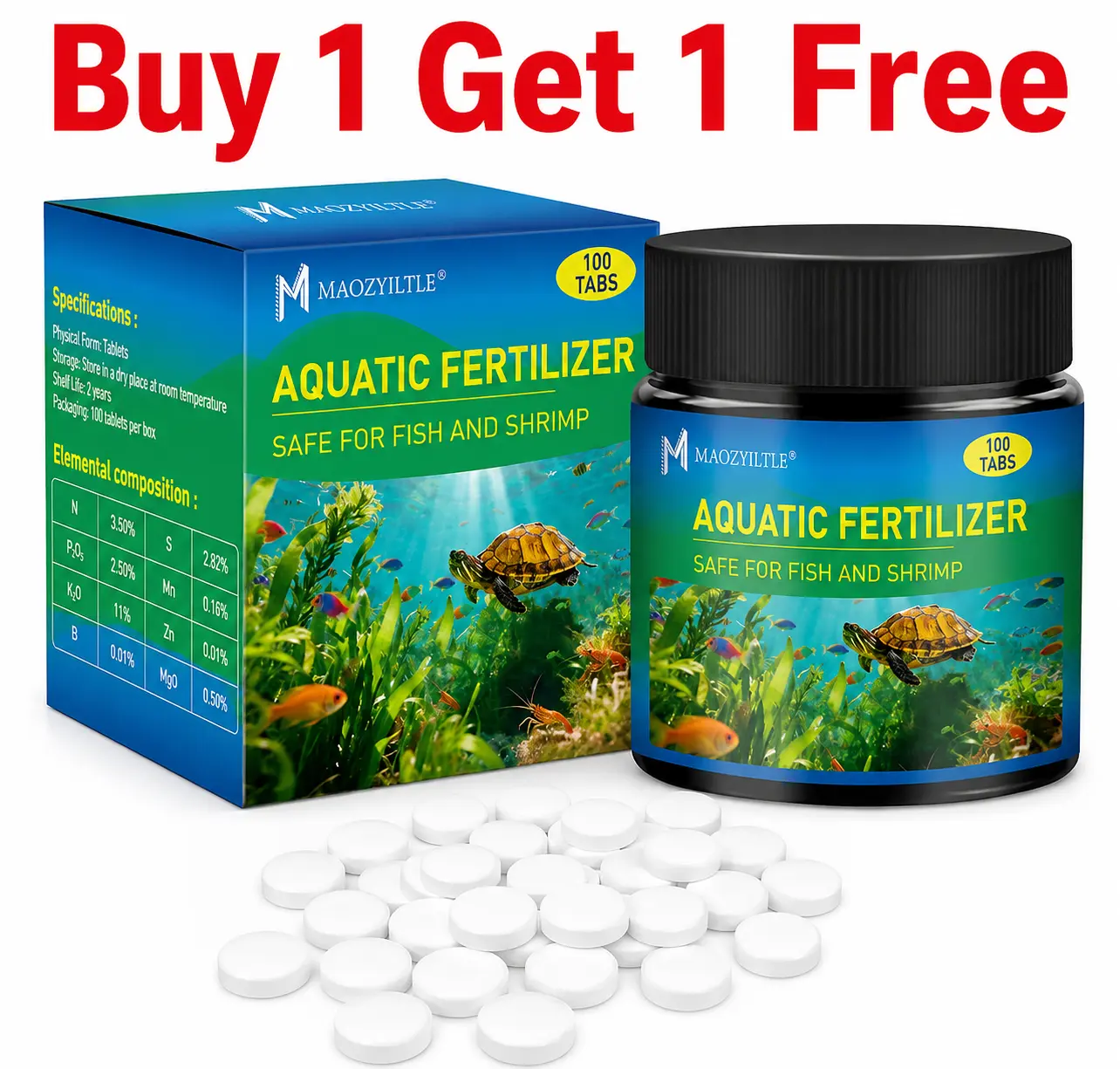 [Buy 1 for 1 free]Root Tabs Freshwater Aquarium Plant Fertilizer, Slow-Release 100 Tabs 1g/Tab, Safe for Fish and Shrimp, for Planted Aquarium Substrate (100)