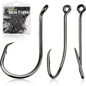 Circle Hooks for Catfish 2X Strong 100PCS Octopus Hooks Saltwater & Freshwater Size 1/0-8/0 Fishing Accessories Kit for Novice & Experienced Anglers