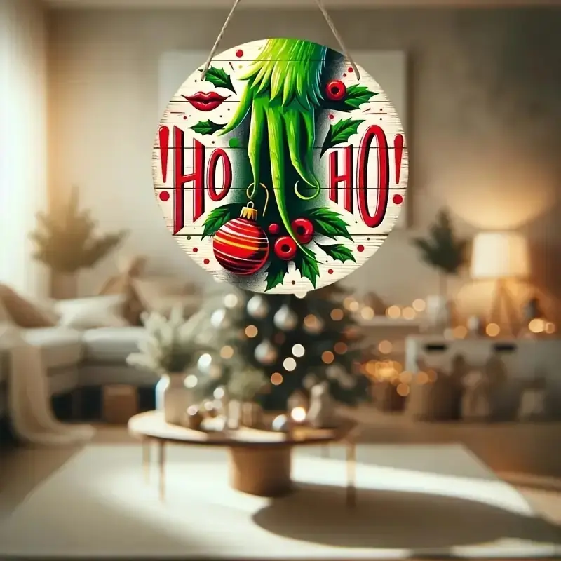 Merry Christmas Welcome Sign, Round Wooden Wreath Decoration, Decorative Wreath, Perfect for Front Door, Home Decor, Holiday Season, Hanging Ornaments