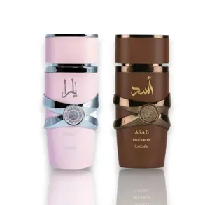 Perfumes Yara Pink and Asad Bourbon Eau de Parfum, 100ml, 2 Pack Bundle