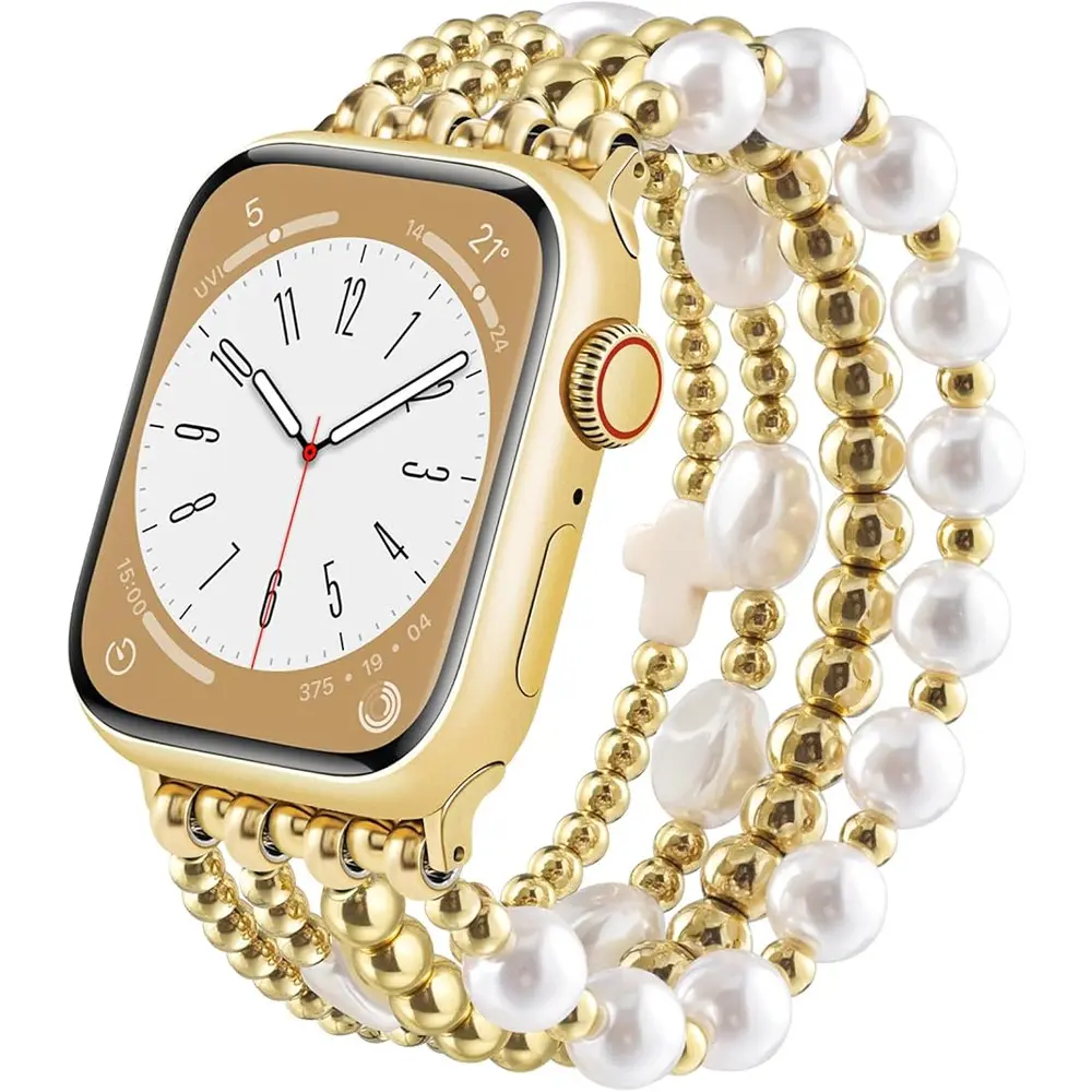 Elegant Glass Pendant Beaded Strap Wearable Accessory, Boho Chic Tech Accessory Bracelet Band for iWatch 4-8 SE, Accessories
