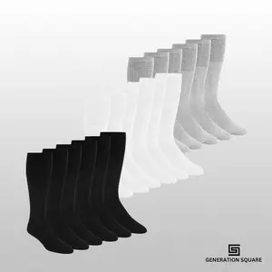 6 Pairs Men and Women's Athletic Cotton Tube Socks - Size 9-15 10-16 13-16 Menswear Breathable Casual Sports