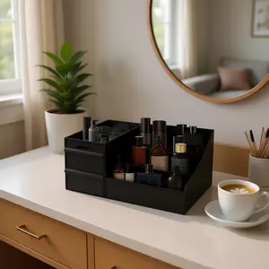 Premium Grooming Organizer for Men 3-Shelf Storage Tower with Drawers Perfect Gift for Boyfriend Husband Father Black