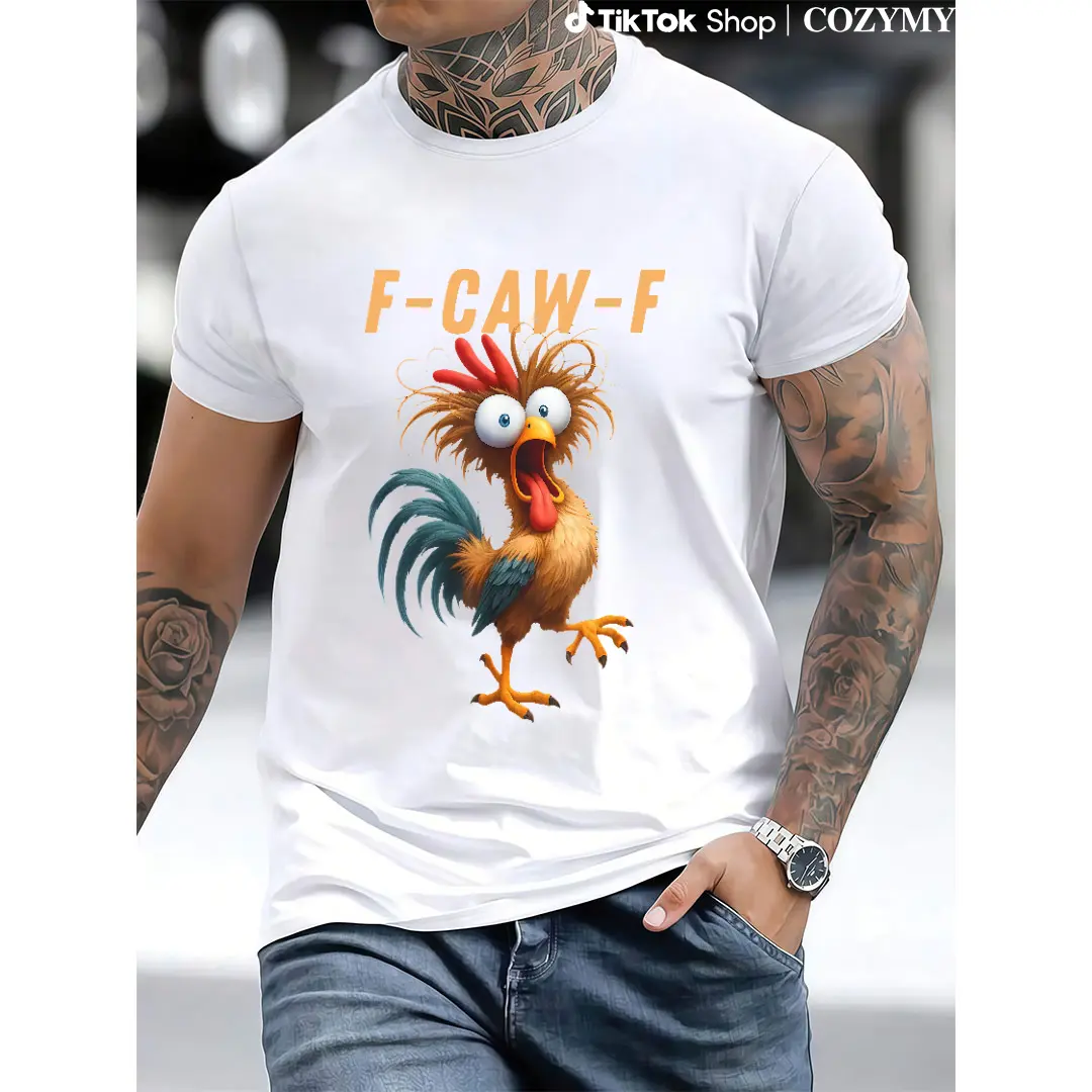 Crazy Roose Funny Crow F-CAW-F Chicken Humor Tee T-Shirt